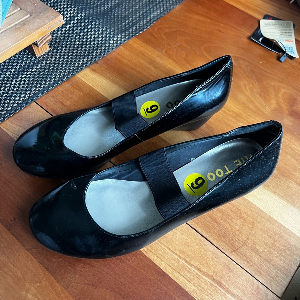 Me Too Black Paten slip ons